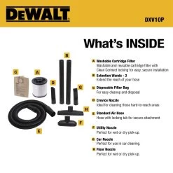 DEWALT Wet/Dry Vacuum 10 Gallon Dual Stage Poly -Dewalt DXV10P 3